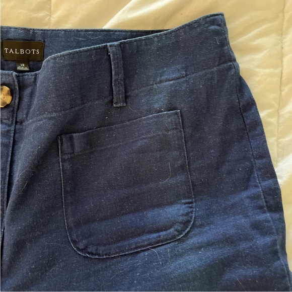 Talbots WIDE CROP PATCH POCKET WASHED BLUE LINEN PANTS size 12
Indigo - Picture 7 of 11